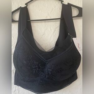 Zenchic Black Push Up Bra Back Smoothing Bralettes No Wire Full Coverage;4X /48C